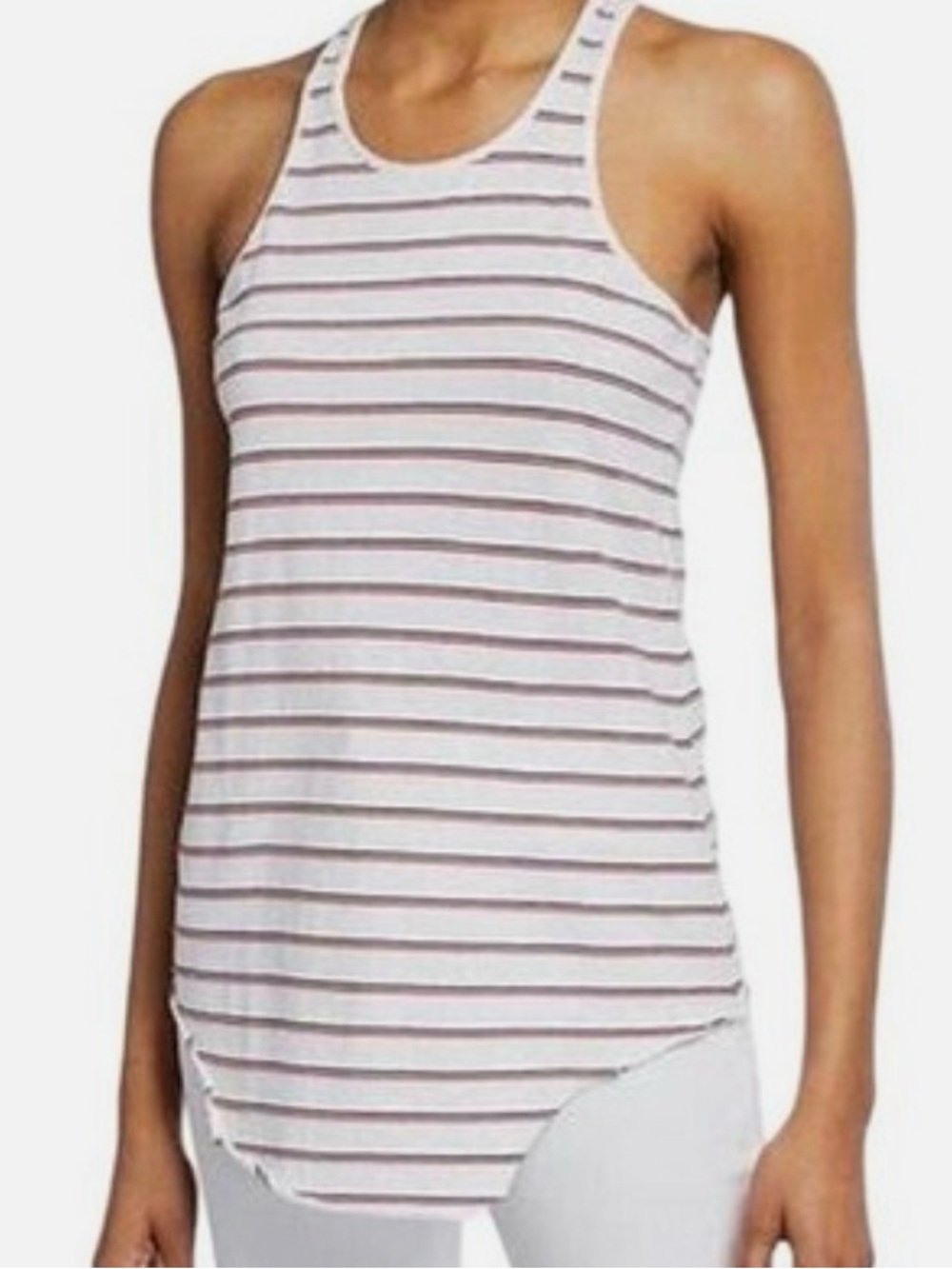 Frank & Eileen White Tank Top with Red/Navy Stripes NWOT S